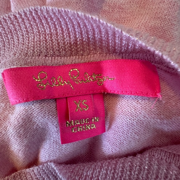 LILLY PULITZER Pink Heather Silver Thread with Pockets “Cobo Sweater” - Picture 7 of 8